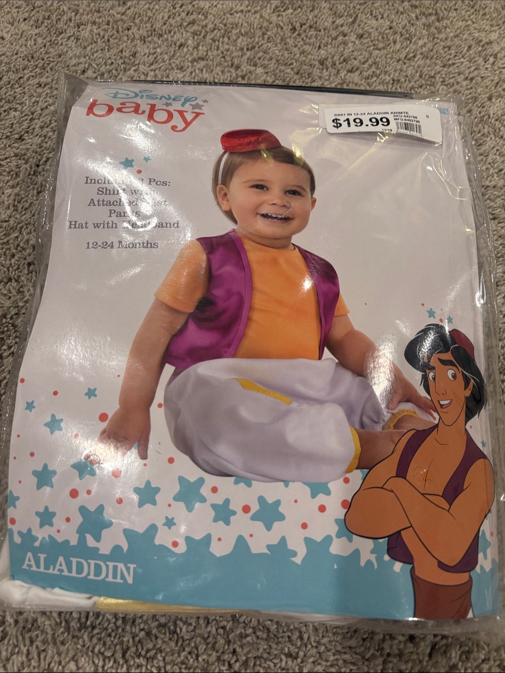 Disney Baby Aladdin Prince Ali 3-Piece Halloween Costume 12–24 Months